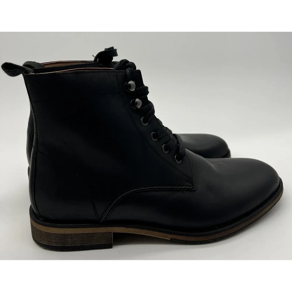 Joe's Jeans Kinison Black Leather Round Toe Lace-Up Combat Mens Boots Size 10